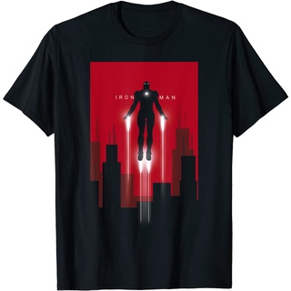 เสื้อยืดผ้าฝ้ายพรีเมี่ยม เสื้อยืด พิมพ์ลายกราฟิก Marvel Iron Man in Flight Deco Art