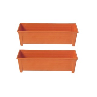 papamami Large plastic planting troughs กระถางต้นไม้- สีขาว 47cm (2อัน)