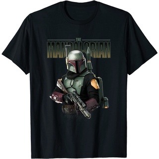 เสื้อยืดคอกลมเสื้อยืด พิมพ์ลายโลโก้ Star Wars The Mandalorian Boba Fett Portrait R15 สําหรับผู้ใหญ่S-4XL