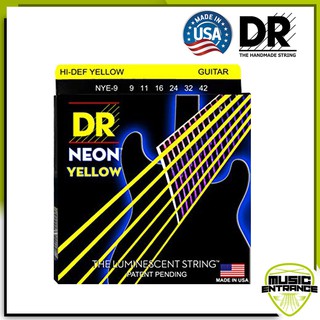 DR Strings สายกีต้าร์ไฟฟ้า Hi-Def NEON YELLOW: Coated Electric: 9-42