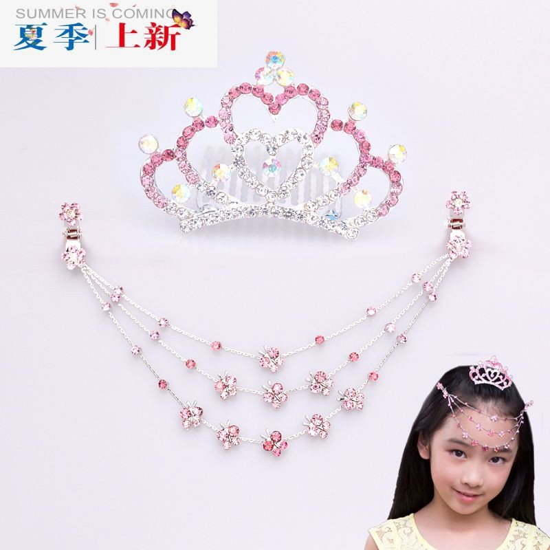 Crystal Diamond Hairpin Headdress Children Girl Hair Ornament Forehead