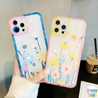 เคสมือถือ แบบนิ่ม ลายดอกไม้ สีเหลือง สีชมพู สําหรับ VIVO V23E V23 V21E V21 4G 5G V20 V15 S1 Z1 X50 X60 Pro V9 Youth Y33S Y21S Y21 Y52 Y72 5G Y53S Y51 Y51A Y31 2021