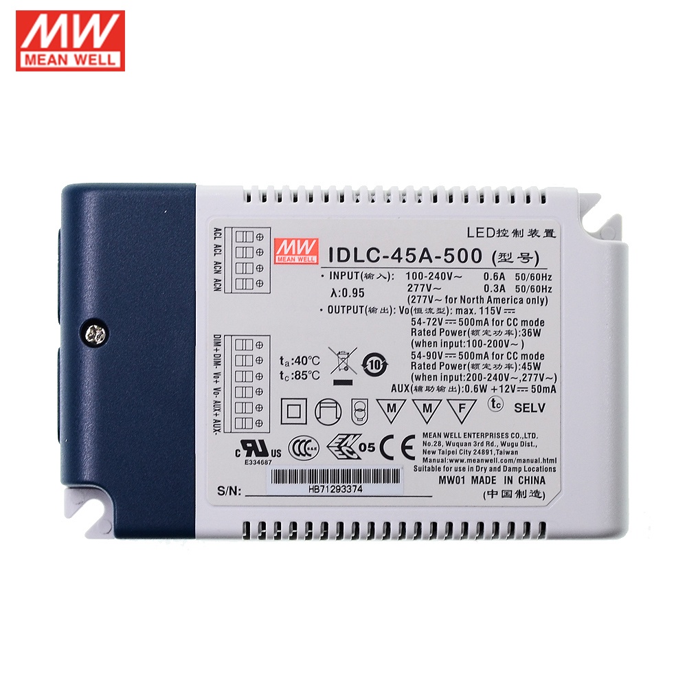 Mean WELL IDLC-45A-1050 45W 26-43V 1050mA Dimming LED Driver ริบหรี่ฟรี LED Power Supply เสริม DC Ou