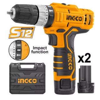 INGCO สว่านกระแทกไร้สาย สว่านกระแทกแบตเตอรี่ 12 V รุ่น CIDLI1232 รับประกัน 2 ปี