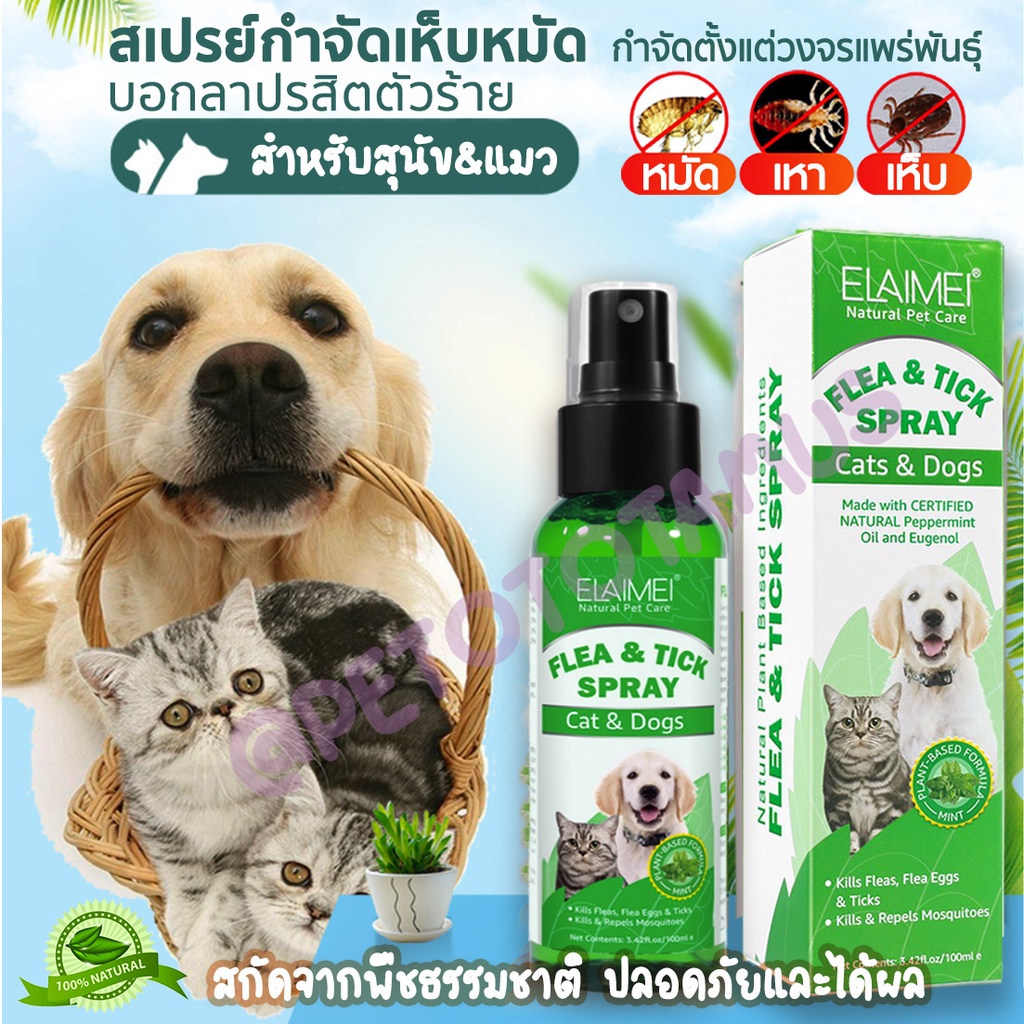สารสกัดธรรมชาติ สเปรย์กำจัดเห็บหมัดสุนัข สเปรย์กำจัดหมัดแมว สูตรไล่ยุง สเปรย์เห็บหมัด กำจัดเห็บและหมัด ป้องกันเห็บหมัด