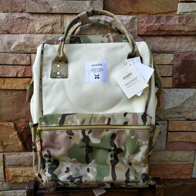 Sales💥Anello Polyester Canva BackPack Standard (Camo-Wh) AT-B0193A *ของแท้100%*