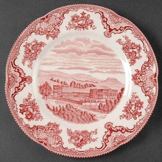 HACHI HACHI จานสลัด OBC 7นิ้ว จานสไตล์ยุโรป จานเค้ก Salad Plate Old Britain Castles Pink (Made in England) by JOHNSON (ส