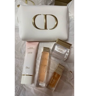 Dior Prestige Set 5 ชิ้น La Lotion de Rose 30ml La Micro-Huile serum 10ml La Mousse Micellaire 50g  cream 15ml กระเป๋า