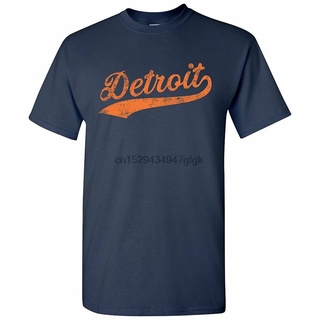 เสื้อยืดโอเวอร์ไซส์Detroit City Script - เสื้อเบสบอล สําหรับผู้ชาย - สีกรมท่า 1S-3XL