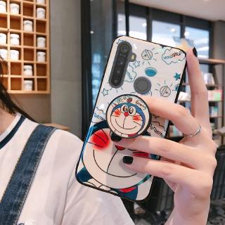 เคสโทรศัพท์ Realme C3 Cute Doraemon Soft Cases Realme 5i 5s 5 Pro With Stand Holder Case Blu-ray Shiny Cartoon Couple IMD Phone Cover