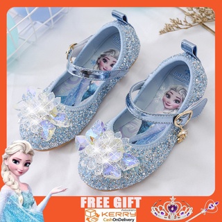 รองเท้าเด็กสาว Frozen 2 Elsa Crystal Shoes แบน แต่เพียงผู้เดียวนุ่มรองเท้าเจ้าหญิงสำหรับเด็ก