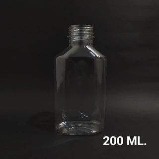 ขวดพลาสติก PET ขนาด 200 ml. ทรงขวดแบนเรียบ จำนวน 120 ขวด พร้อมฝาให้เลือก 11 สี PET 14