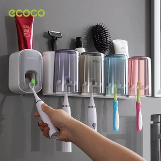 [พร้อมส่ง]ECOCO ที่เก็บแปรงสีฟัน แบบติดผนัง ที่บีบยาสีฟัน ในห้องน้ำ ติดตั้งง่าย ชั้นวางของในห้องน้ำ E1922