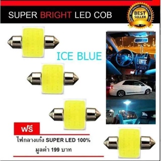 หลอดไฟในเก๋ง 31mm LED 12V ไฟ COB แบบแคปซูล (สีไอซ์บลู) (2 หลอด)