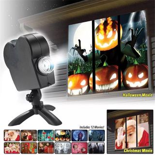 ไฟโปรเจคเตอร์ฉายภาพยนตร์ตกแต่งคริสต์มาสฮาโลวีนProjector Light Window Display12 Movies Xmas PARTY Decor มีเพลงในvideo