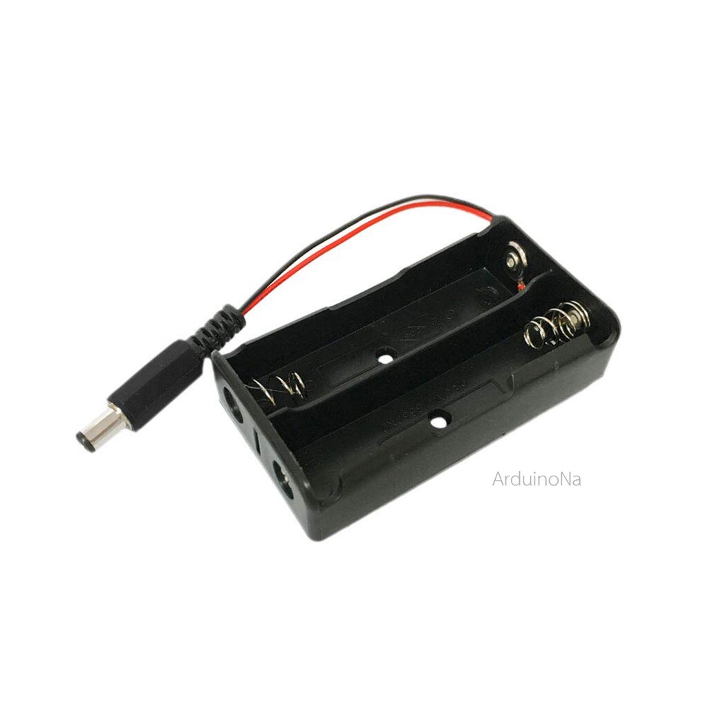รางถ่าน 18650 ต่อแบบอนุกรม ขนาด 2 ก้อนแบบหัว 5.5x2.1mm (ใช้กับ Arduino Uno/Megaได้ทันที) 18650 battery box holder 2*3...