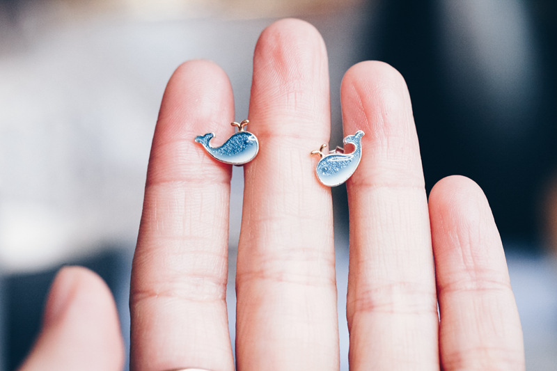 ปลาวาฬ925เงินน่ารักผู้หญิงที่เรียบง่ายในช่วงฤดูร้อนสดทุกการแข่งขันต่างหูอารมณ์ขนาดเล็กและส่วนบุคคลต่างหูหูกระดุม - รูปที่ 6