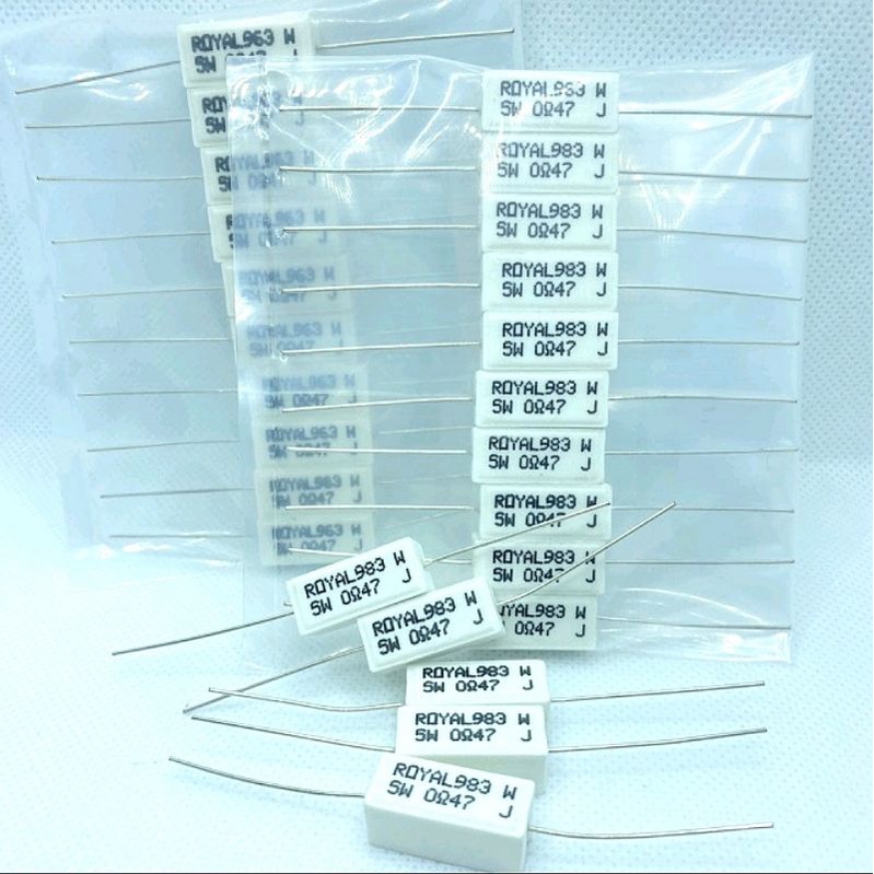 Resistor R กระเบื้อง 5W 0.1E-0.5E Royalohm แพ็คละ 10ตัว
