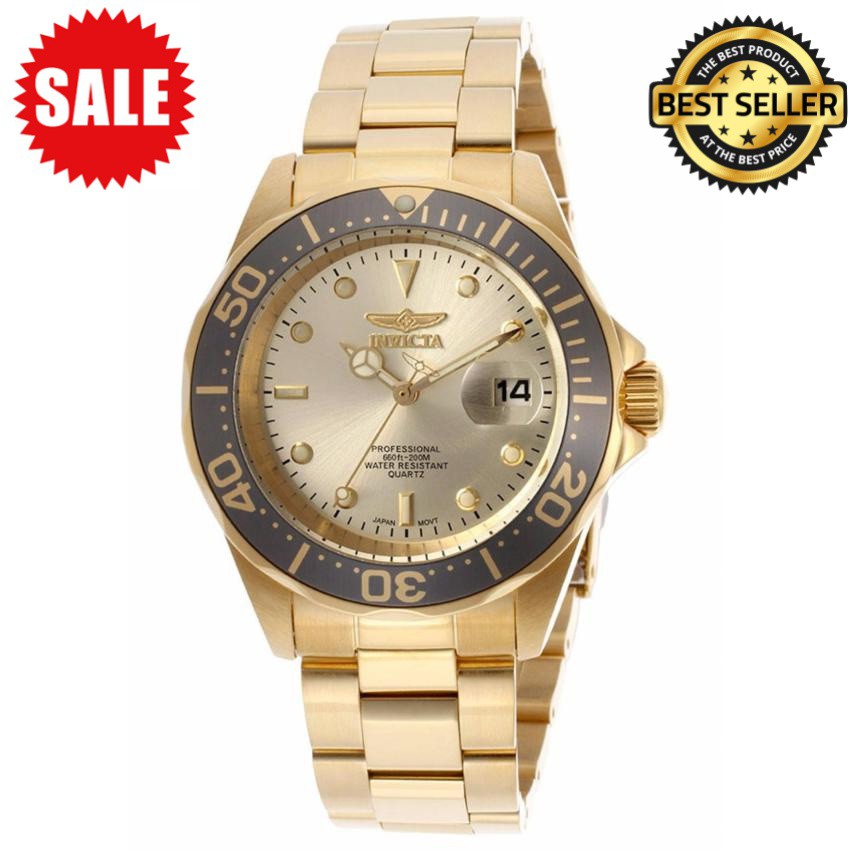นาฬิกา Invicta Style: 14979 Men's Pro Diver Gold Dial 18K Gold Plated Stainless Steel