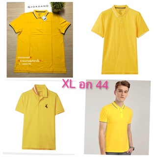 เสื้อโปโลผู้ชาย Giordano แบรนด์แท้ Size XL อก 44 เสื้อโปโลสีเหลือง เสื้อสีเหลือง