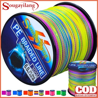 Sougayilang 6 สี สายตกปลา Senar Pancing 300 เมตร Super Power PE สายเบ็ดตกปลา แพนเซอร์เกียร์