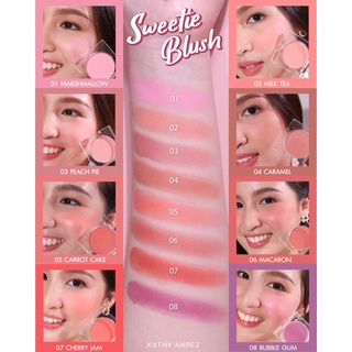 KATHY AMREZ SWEETIE BLUSH สวีทบลัชพาวเดอร์ ใหม่ บลัชฝุ่นกระแต 3B BLUSH บลัชฝุ่น 3 IN 1 8 เฉดสี บลัช