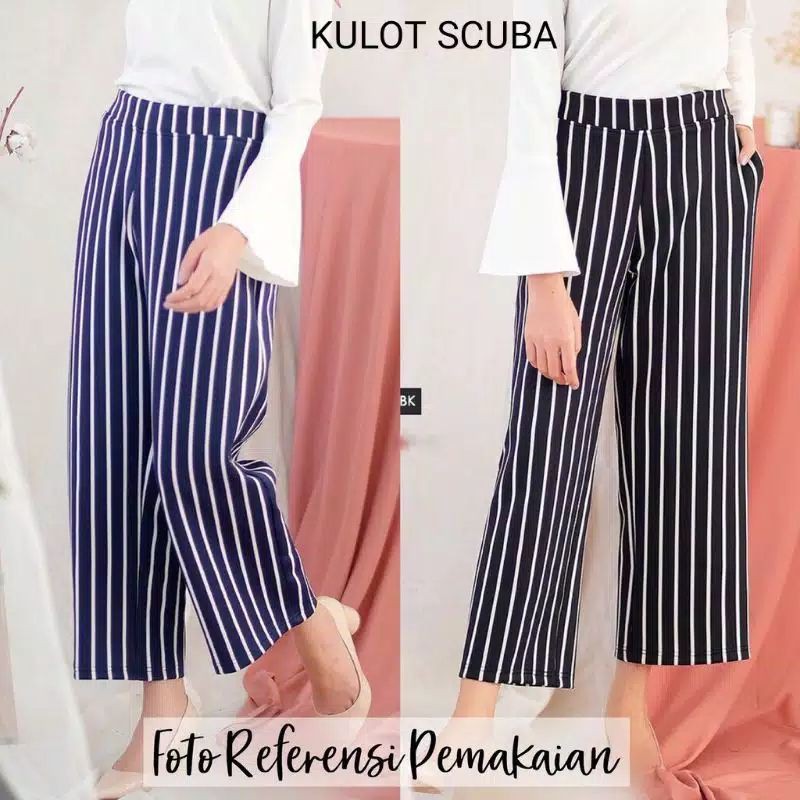 SCUBA STRIPE CULOT PANTS / กางเกง CULOT ผู้หญิง / STRIPE SCUBA CULOT PANTS / กางเกงยาวผู้หญิง / MOTI