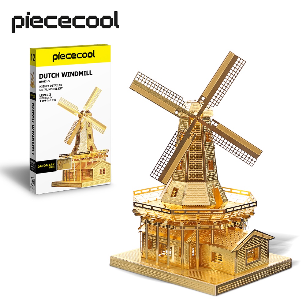Piececool บล็อคตัวต่อโลหะ รูปกังหันลมดัตช์ 3D DIY สําหรับเด็ก