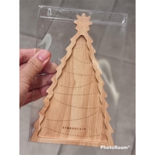 Starbucks Christmas Tree Wood Plate ถาดรองแก้วเครื่องดื่ม วัสดุไม้ จากสตาร์บัค