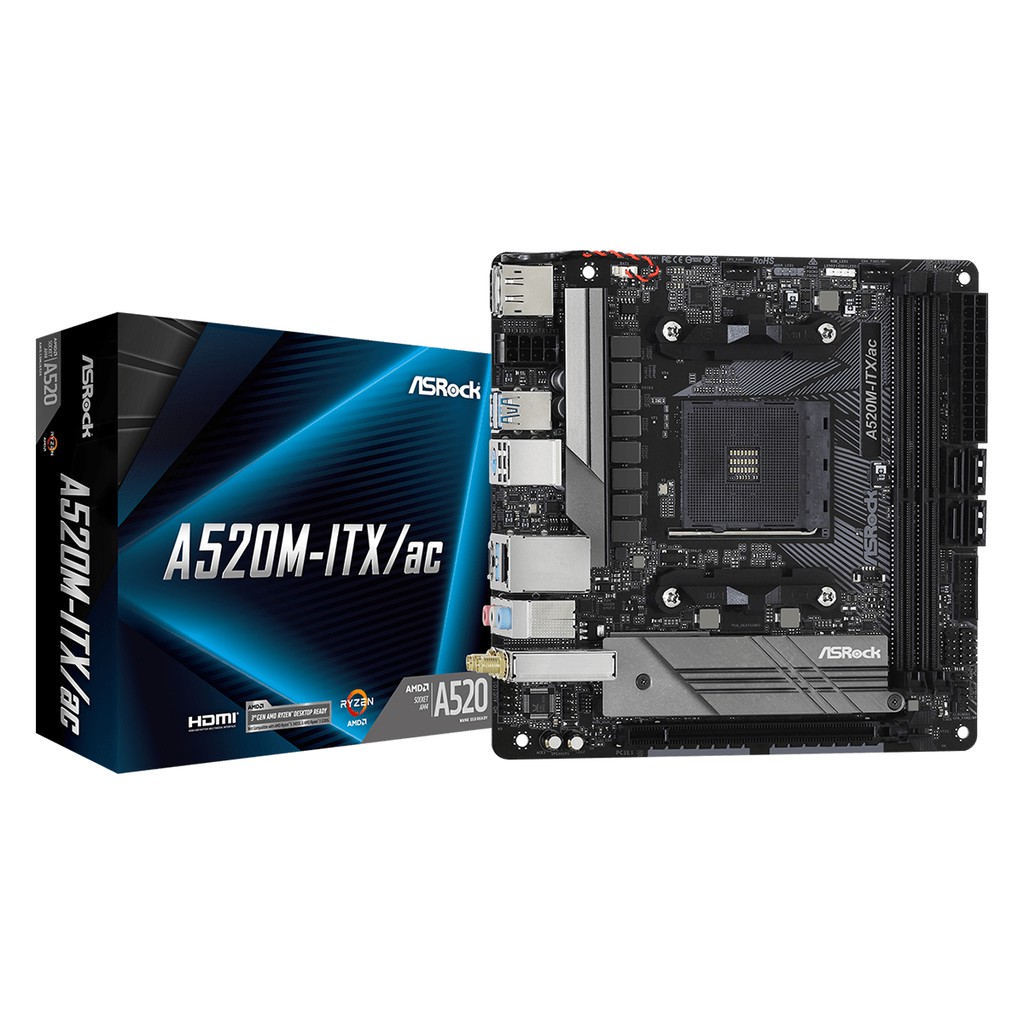 MAINBOARD (เมนบอร์ด) AM4 ASRock A520M-ITX/ac ประกัน 3 ปี