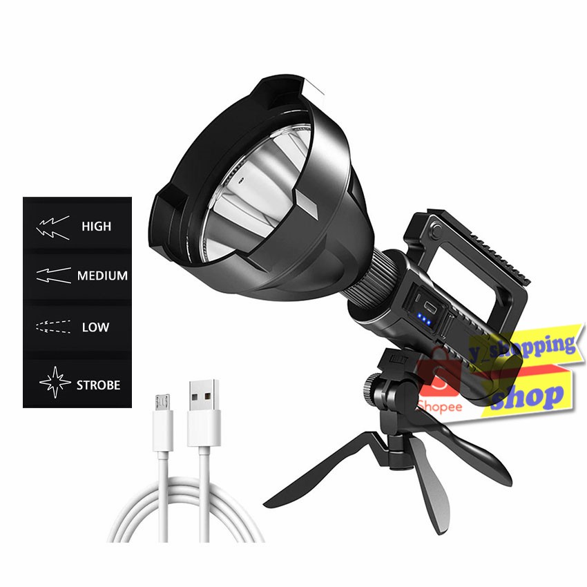 ไฟฉายแรงสูง 4 โหมด W-590 USB Rechargeable 20w