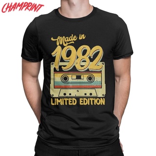 เสื้อยืดครอปเสื้อยืดผ้าฝ้าย 100% พิมพ์ลาย Made In 1982 Limited Edition 40Th แฟชั่นผู้ชาย วันเกิด 100S-5XL