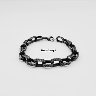 🔥BX chain ข้อมือสแตนเลสลายโซ่ สีรมดำ