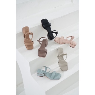 ส่งต่อ 👡 รองเท้าส้นสูงรัดส้น หนังนุ่มมาก แบรนด์ Puffshoes จากคอลเลกชั่น PUFF BASIC SERIES : RIN SOFT (สี Ao)