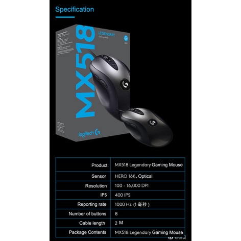 Logitech Mx518 Legendary 16000Dpi เมาส์ออปติคอลเล่นเกมแบบใช้สายคลาสสิค ...