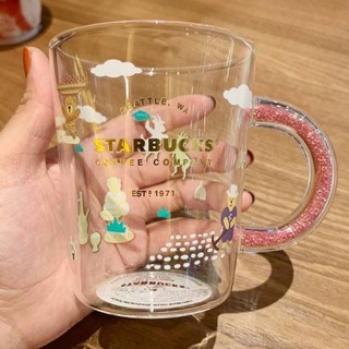 พร้อมส่ง‼️แก้วสตาร์บัคงานแท้ หูจับคริสตัลสีชมพูสดใส