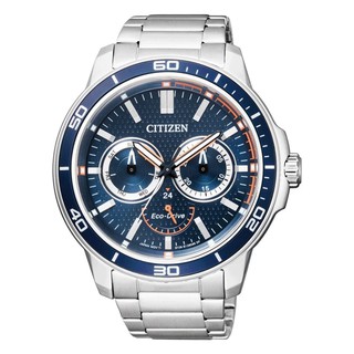 CITIZEN Eco-Drive Stainless Strap Men’s Watch Stainless Strap รุ่น BU2040-56L - Silver/Navy