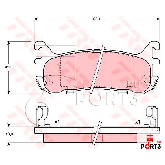 Girling ผ้าเบรคหลัง มาสด้า​ ASTINA '90, LANTIS 1.8 6131299-1/T อะไหล่Mazda,อะไหล่ ASTINA