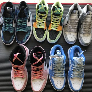 เหมาะสำหรับ AJ1 Blue Green Aurora Black Blue Lake Water Blue Tie-Dye Gradient Tie-Dye Shoelace ชายและหญิง North Carolina