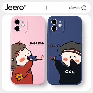 JEERO เคสคู่ เคสไอโฟน คู่รัก กันกระแทกซิลิโคนนุ่มการ์ตูนน่ารักตลก เคสโทรศัพท์ Compatible for iPhone 13 12 11 Pro Max SE 2020 X XR XS 8 7 6 6S Plus พลัส HFF487