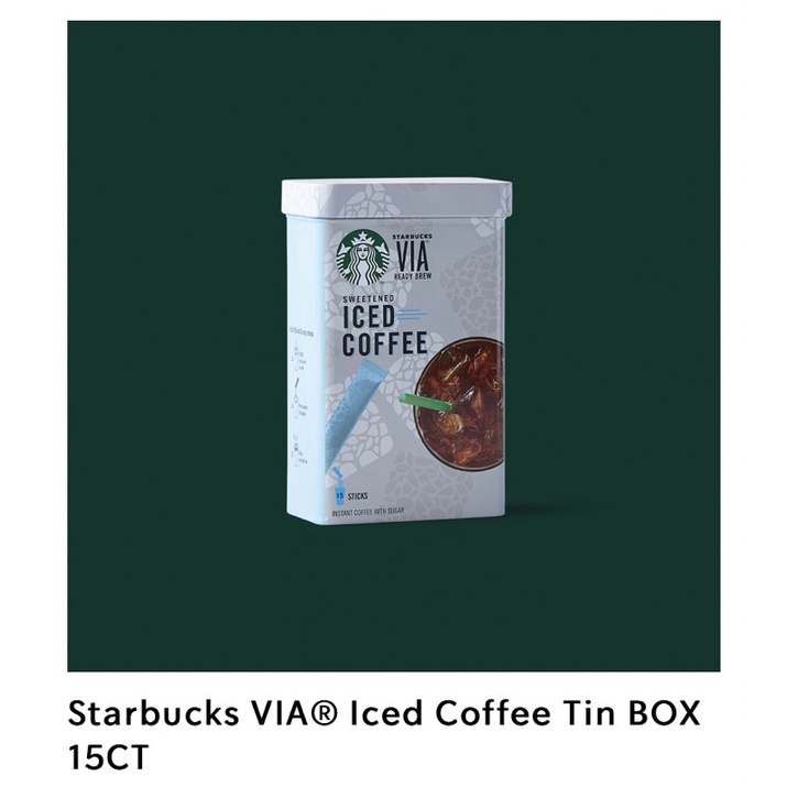 Starbucks VIA Iced Coffee Tin BOX 15 ชิ้น กาแฟ สตาร์บัคส์ บรรจุในกล่องโลหะ