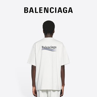 พร้อมส่ง Balenciaga Balenciaga 21 มาใหม่ เสื้อยืดลําลอง สําหรับผู้ชาย แขนสั้น คอกลม พิมพ์ลายแคมเปญทางการเมือง