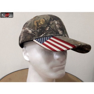 หมวกเดินป่า REALTREE - XTRA / USA FLAG ลายพรางป่าไม้ คาดลายธงชาติอเมริกา ของแท้นำเข้าจาก USA. พร้อมส่ง!!