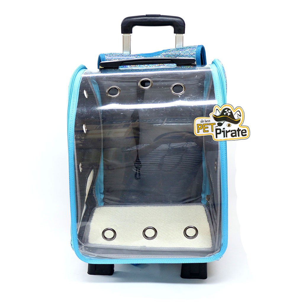 กระเป๋าหมา กระเป๋าแมว เป้ล้อลากหน้าใส กระเป๋าเป้ ลากได้ หิ้วได้ สะพายหลังได้ มีฐานล้อลาก ถอดได้