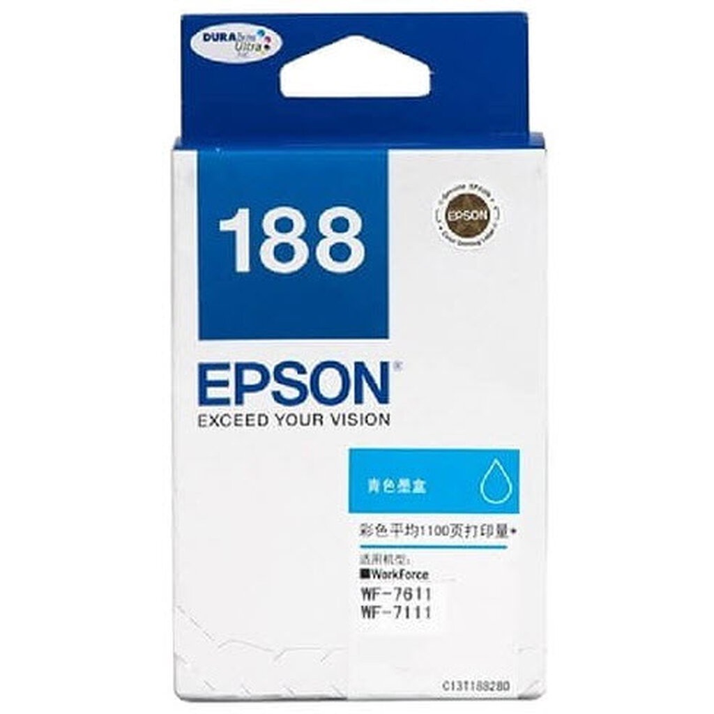 Epson 188 C ตลับหมึกอิงค์เจ็ท สีฟ้า ของแท้ (T188290)