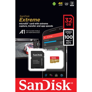 เมมโมรี่การ์ด SANDISK MICRO EXTREME 32GB 100MB รองรับวิดีโอ4K เหมาะสำหรับกล้องActioncam