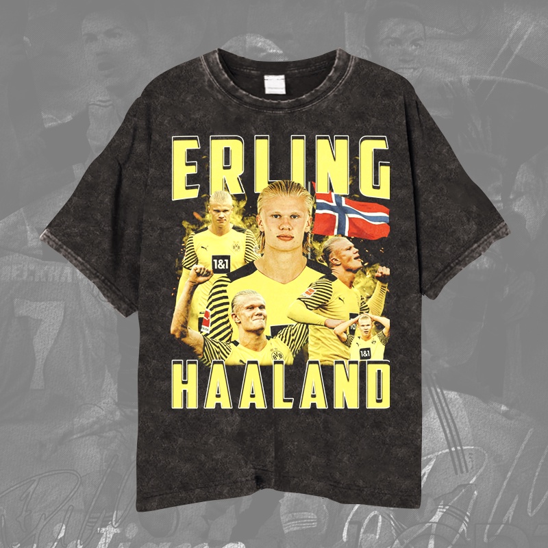 Borussia Dortmund Erling Haaland เสื้อยืด/เสื้อฟุตบอล Erling Haaland Striker Borussia Dortmund Unise