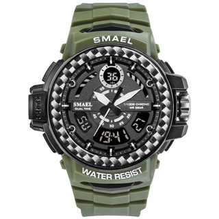 Men Watches 2019 Luxury Brand Smael Digital Wristwatches Men Clock Army Green Waterproof Dual Time 8014 Sport Watches Mi