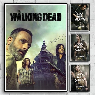 โปสเตอร์กระดาษคราฟท์ ลาย The Walking Dead สไตล์อเมริกันเรโทร สําหรับตกแต่งห้อง บาร์ คาเฟ่ ของขวัญ