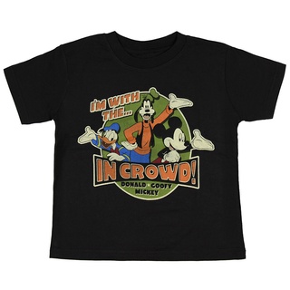 เสื้อยืดโอเวอร์ไซส์เสื้อยืดคอกลม ผ้าฝ้าย พิมพ์ลาย Disney Mickey Mouse And Friends Toddlers With The In Crowd (2T) แฟชั่